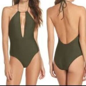Ted Baker Pikaa Khaki Green Halter Swimsuit Size 10 New